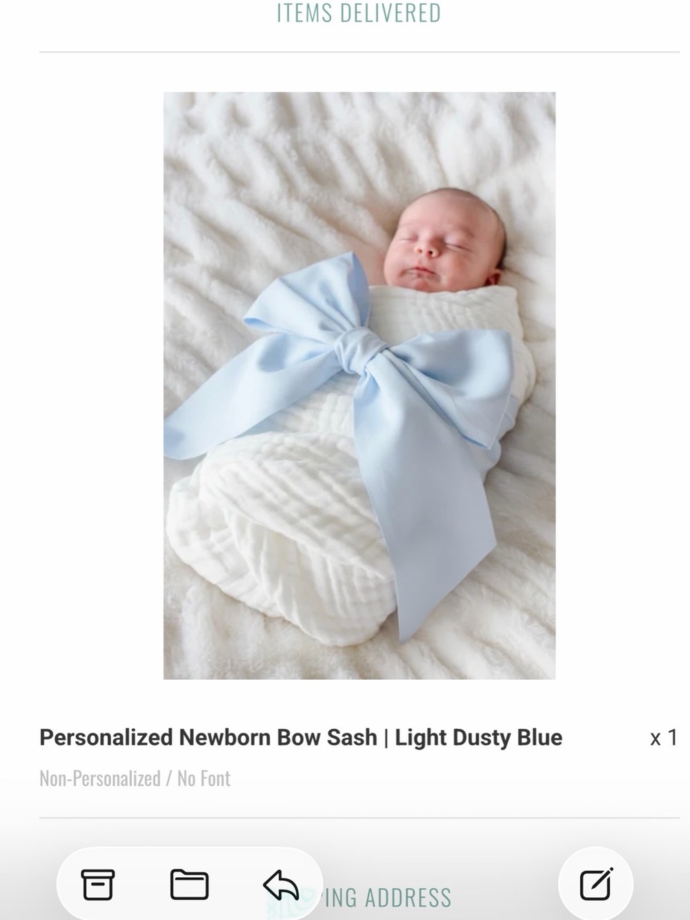 Caden Lane Light Dusty Blue Newborn Bow Sash
